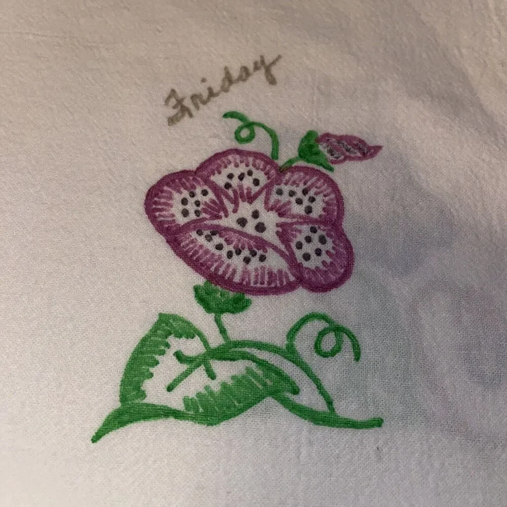 Vintage Lot Dish Cloths For Cutting Painted Flowers Cotton Stained Crafts Sewing
